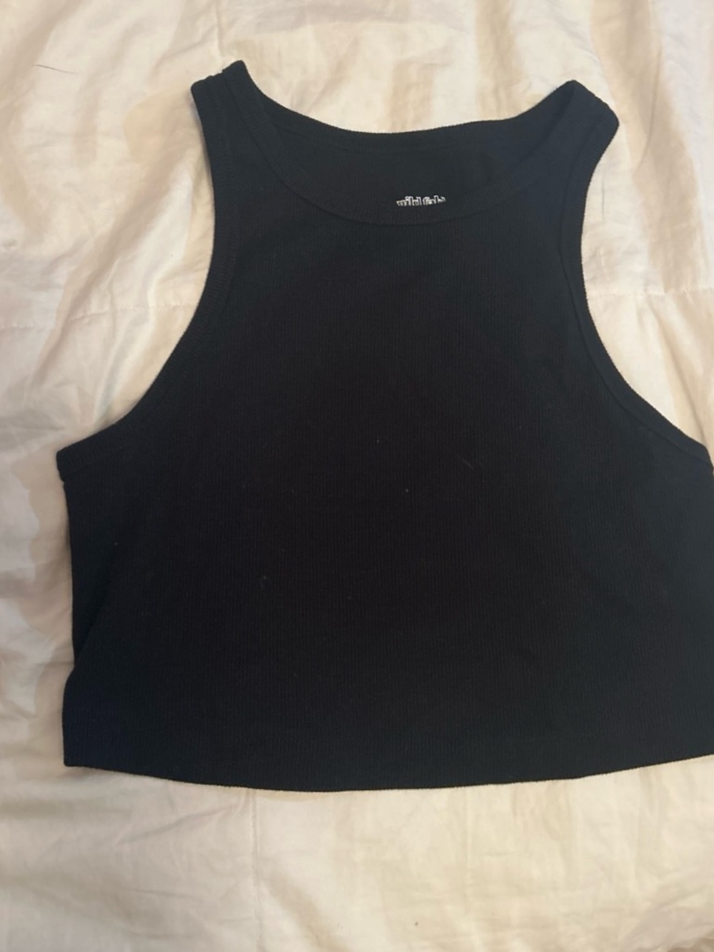 Lost Black Ribbed Crop Tank - Girls